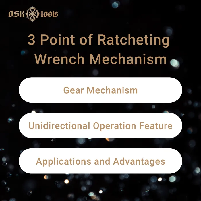 3 point of ratcheting wrench mechanism