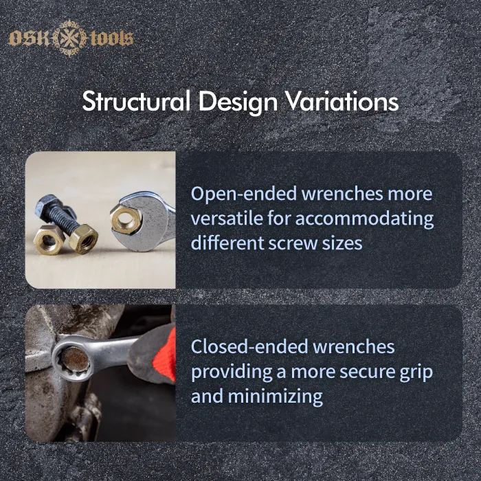 Structural design variations-closed-endde ratcheting wrench