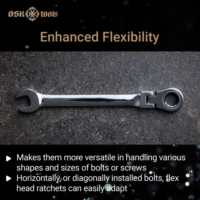 Enhanced flexibility-benefit of a flex head ratchet